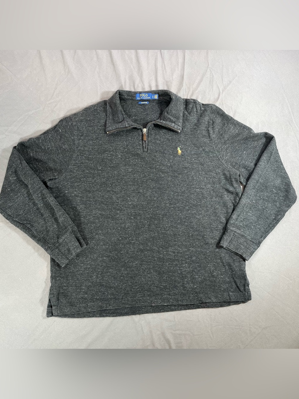 Ralph Lauren Men’s Charcoal V-Neck Sweater with Pony Logo